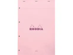 Bloc agrafe rhodia couleurs n 20 a4+ 21x31,8cm seyes 80 feuillets microperfores et perfores 4 trous couvertures
