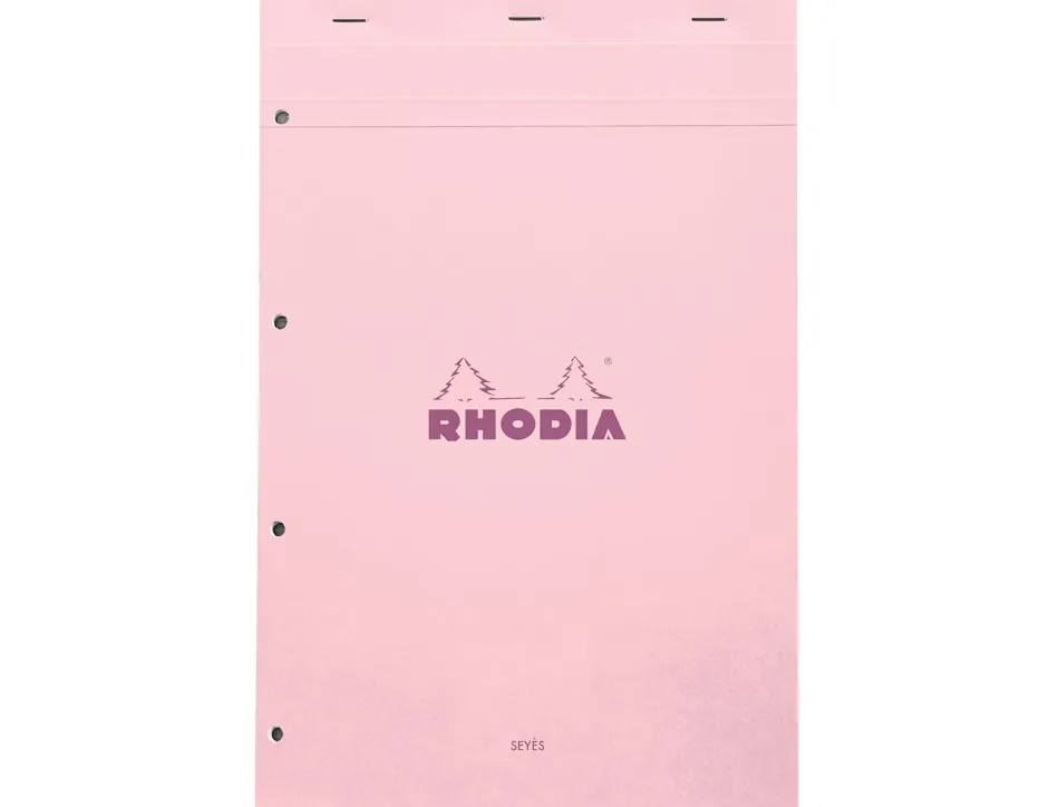 Bloc agrafe rhodia couleurs n 20 a4+ 21x31,8cm seyes 80 feuillets microperfores et perfores 4 trous couvertures