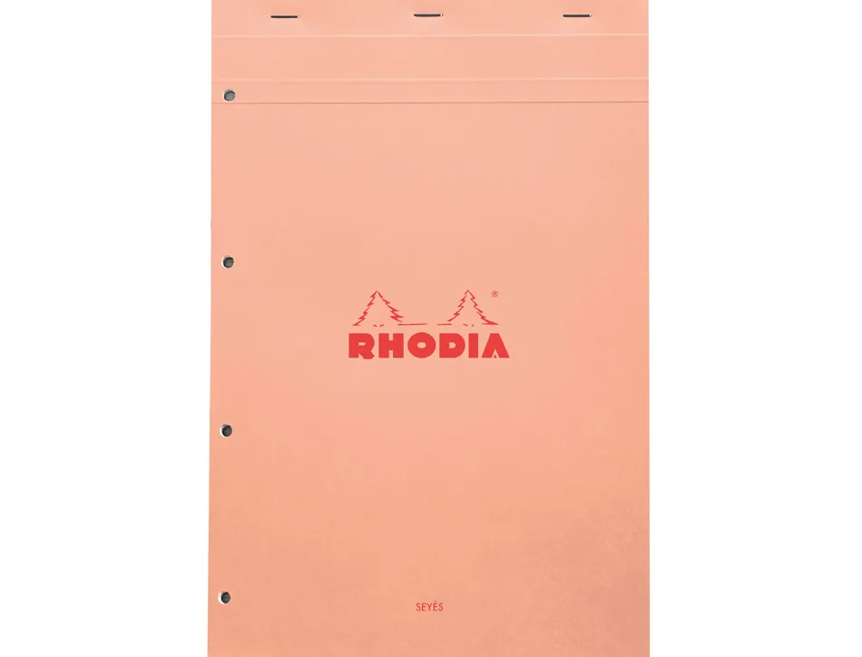Bloc agrafe rhodia couleurs n 20 a4+ 21x31,8cm seyes 80 feuillets microperfores et perfores 4 trous couvertures