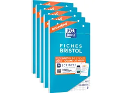 Bloc bristol oxford non perfore a6 30 fiches q5/5 blanc