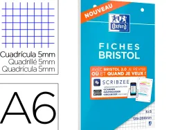 Bloc bristol oxford non perfore a6 30 fiches q5/5 blanc