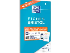 Bloc bristol oxford non perfore a6 30 fiches q5/5 blanc