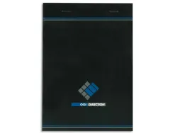 Bloc bureau conquerant sept direction agrafé en tête couverture noir verni 210x297mm 70g 5x5 200pages détachables