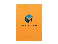 Bloc bureau master a7 74x105mm agrafe en-tete 100f 70gr 5x5 orange