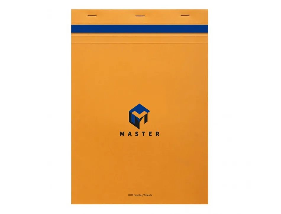 Bloc bureau master a4 210x297mm agrafe en-tete 100f 70gr 5x5 orange