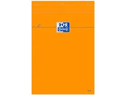 Bloc bureau oxford a4+ papier vélin surfin agrafé en tête couverture enveloppante 210x320mm 80f 80g 5x5mm coloris orange