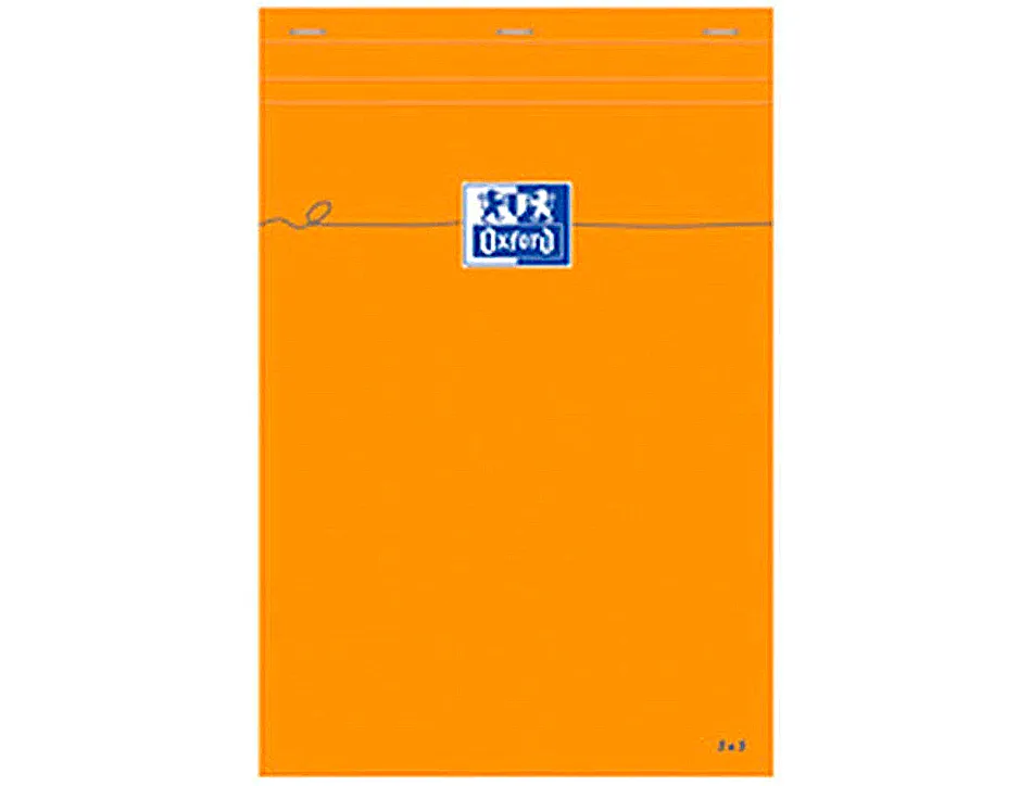 Bloc bureau oxford a4+ papier vélin surfin agrafé en tête couverture enveloppante 210x320mm 80f 80g 5x5mm coloris orange