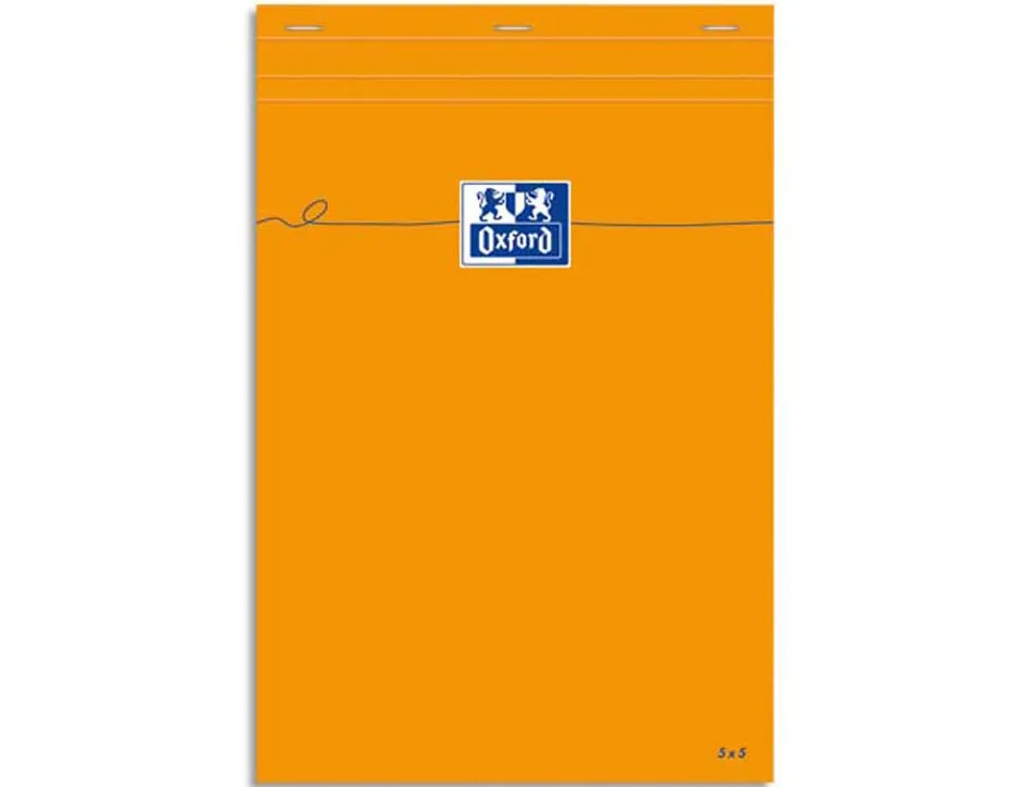 Bloc bureau oxford a4 papier vélin surfin agrafé en tête couverture enveloppante 210x297mm 80f 80g 5x5mm 160pag orange