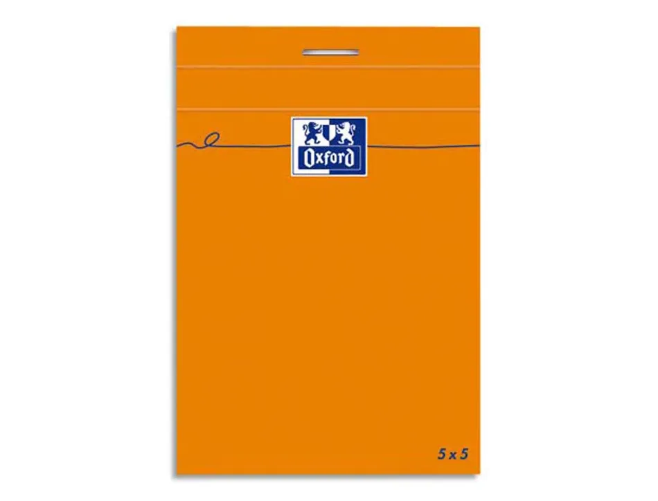 Bloc bureau oxford a7+ papier vélin surfin agrafé en tête couverture enveloppante 85x120mm 80f 80g 5x5mm orange