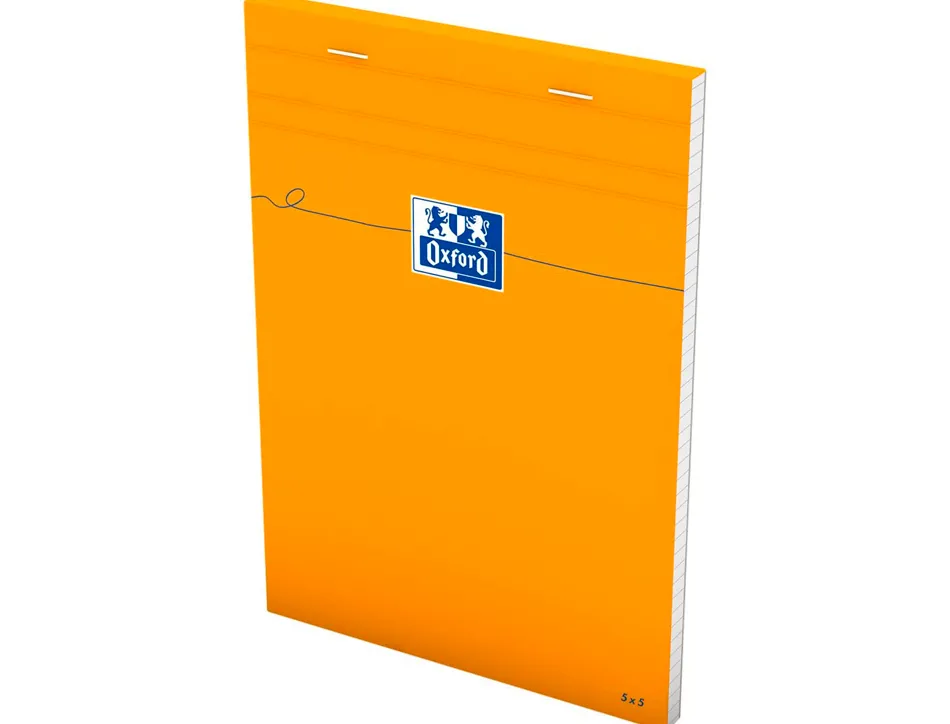 Bloc bureau oxford a5 papier vélin surfin agrafé en tête couverture enveloppante 148x210mm80f 80g 5x5mm 160 pag orange