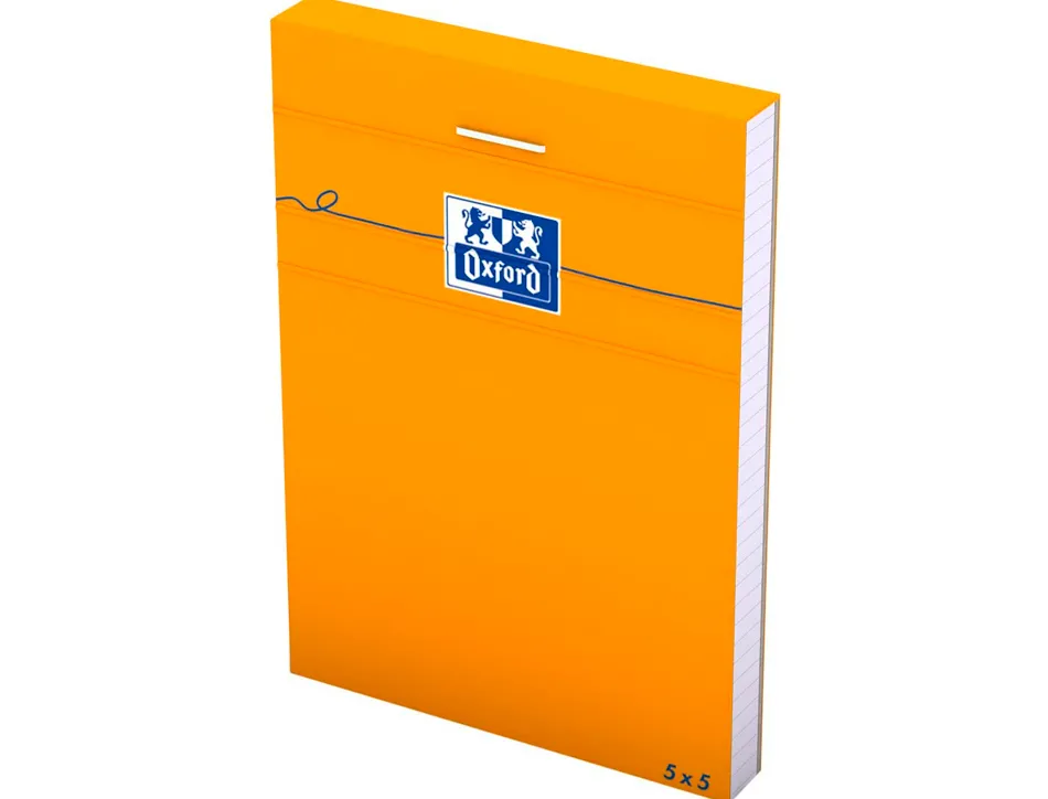 Bloc bureau oxford a7 papier vélin surfin agrafé en tête couverture enveloppante 74x105mm 80f 80g 5x5 coloris orange