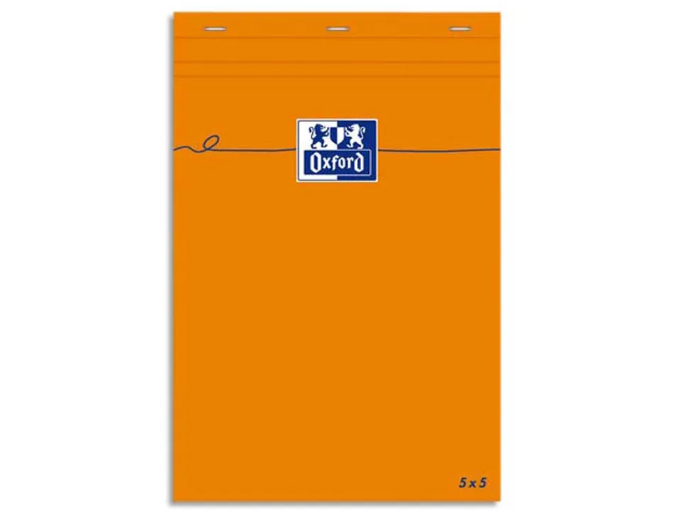 Bloc bureau oxford a7 papier vélin surfin agrafé en tête couverture enveloppante 74x105mm 80f 80g 5x5 coloris orange