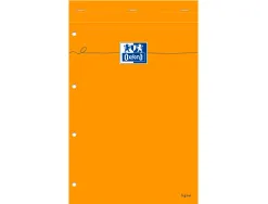 Bloc bureau oxford papier a4+ vélin surfin agrafé en tête couveture enveloppante 210x320mm 80f 80g ligné 6mm orange