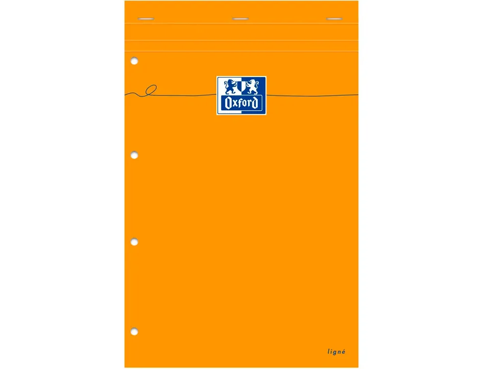 Bloc bureau oxford papier a4+ vélin surfin agrafé en tête couveture enveloppante 210x320mm 80f 80g ligné 6mm orange