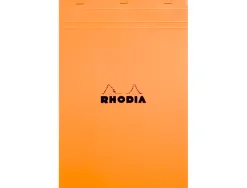 Bloc bureau rhodia a7+ papier vélin surfin couverture enduite enveloppante 85x120mm 80f détachables 80g 5x5mm orange