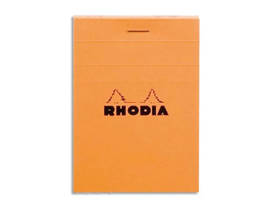 Bloc bureau rhodia a7+ papier vélin surfin couverture enduite enveloppante 85x120mm 80f détachables 80g 5x5mm orange
