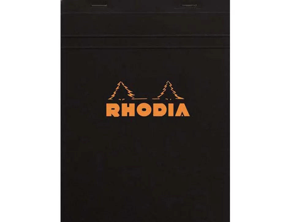 Bloc bureau rhodia a5 papier vélin surfin couverture enduite enveloppante 148x210mm 80f détachables 80g 5x5mm noir