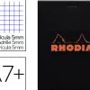 Bloc bureau rhodia a7+ papier vélin surfin couverture enduite enveloppante 85x120mm 80f détachables 80g 5x5mm noir