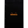 Bloc bureau rhodia a4+ papier vélin surfin couverture enduite enveloppante 210x320mm 80f détachables 80g 5x5mm noir