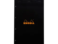 Bloc bureau rhodia a4+ papier vélin surfin couverture enduite enveloppante 210x320mm 80f détachables 80g 5x5mm noir