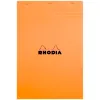 Bloc bureau rhodia a6 papier vélin surfin couverture enduite enveloppante 105x148mm 80f détachables 80g 5x5mm orange