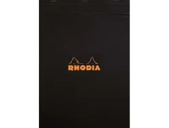 Bloc bureau rhodia a4 papier vélin surfin couverture enduite enveloppante 210x297mm 80f détachables 80g 5x5mm noir