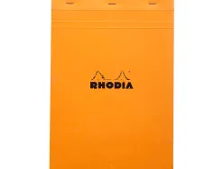 Bloc bureau rhodia a4 papier vélin surfin couverture enduite enveloppante 210x297mm 80f détachables 80g 5x5mm orange