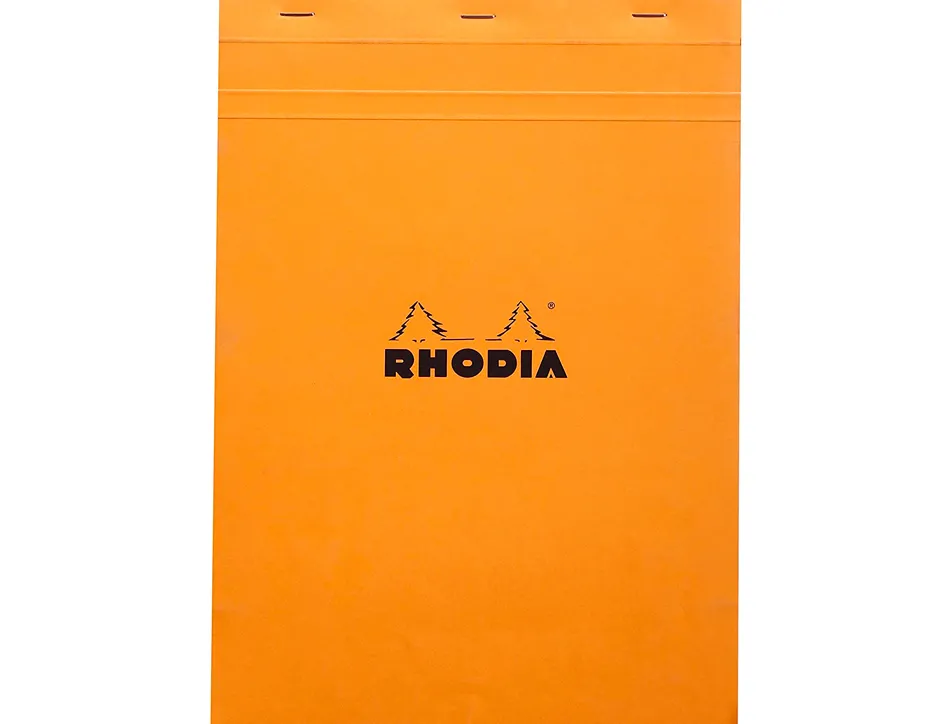 Bloc bureau rhodia a4 papier vélin surfin couverture enduite enveloppante 210x297mm 80f détachables 80g 5x5mm orange