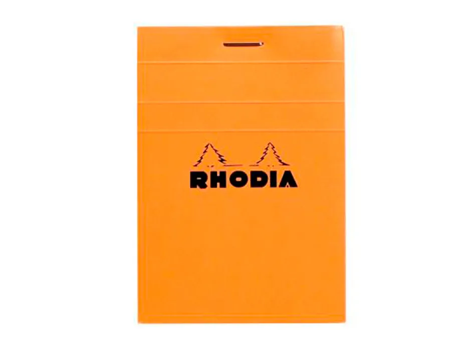 Bloc bureau rhodia a7 papier vélin surfin couverture enduite enveloppante 74x105mm 80f détachables 80g 5x5mm orange