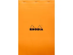 Bloc bureau rhodia a4+ papier vélin surfin couverture enduite enveloppante 210x320mm 80f détachables 80g 5x5mm orange