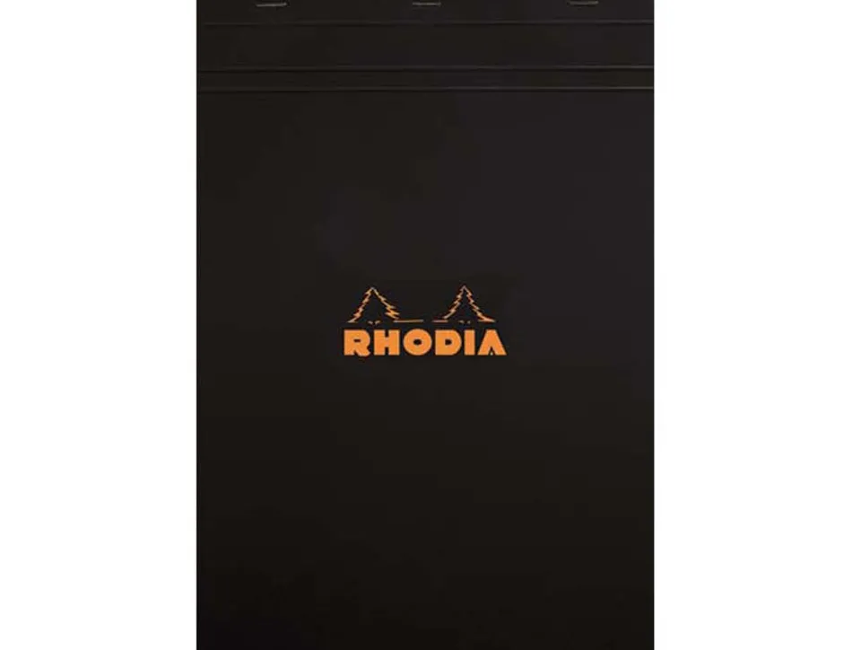Bloc bureau rhodia a4+ papier vélin surfin couverture enduite enveloppante 210x320mm 80f détachables 80g 5x5mm noir