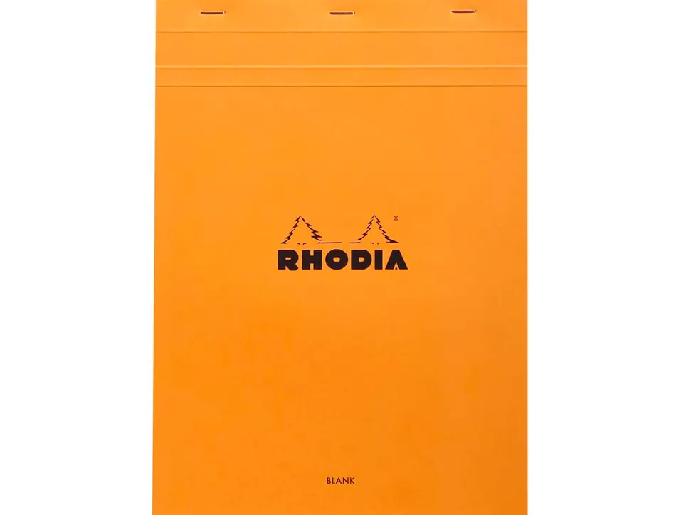 Bloc bureau rhodia a4+ papier vélin surfin couverture enduite enveloppante 210x297mm 80f détachables 80g orange