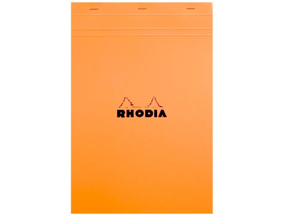 Bloc bureau rhodia a5 papier vélin surfin couverture enduite enveloppante 148x210mm 80f détachables 80g 5x5mm orange