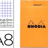 Bloc bureau rhodia a8 papier vélin surfin couverture enduite enveloppante 52x75mm 80f détachables 80g 5x5mm orange