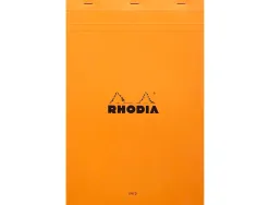 Bloc bureau rhodia a4+ papier vélin surfin couverture enduite enveloppante 210x320mm 80f détachables 80g ligné orange