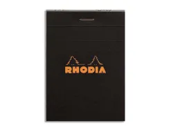 Bloc bureau rhodia a7 papier vélin surfin couverture enduite enveloppante 74x105mm 80f détachables 80g 5x5mm noir