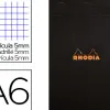 Bloc bureau rhodia a6 papier vélin surfin couverture enduite enveloppante 105x148mm 80f détachables 80g 5x5mm noir