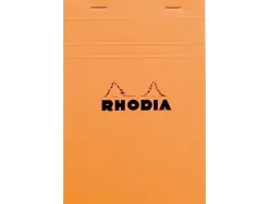 Bloc bureau rhodia a6+ papier vélin surfin couverture enduite enveloppante 110x170mm 80f détachables 80g 5x5mm orange