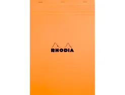 Bloc bureau rhodia a6+ papier vélin surfin couverture enduite enveloppante 110x170mm 80f détachables 80g 5x5mm orange