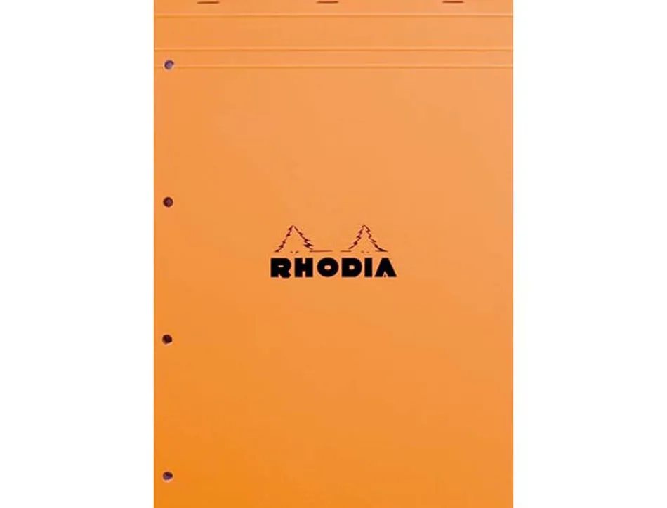 Bloc bureau rhodia a4+ papier vélin surfin couverture enduite enveloppante 210x320mm 80f détachables 80g séyès orange