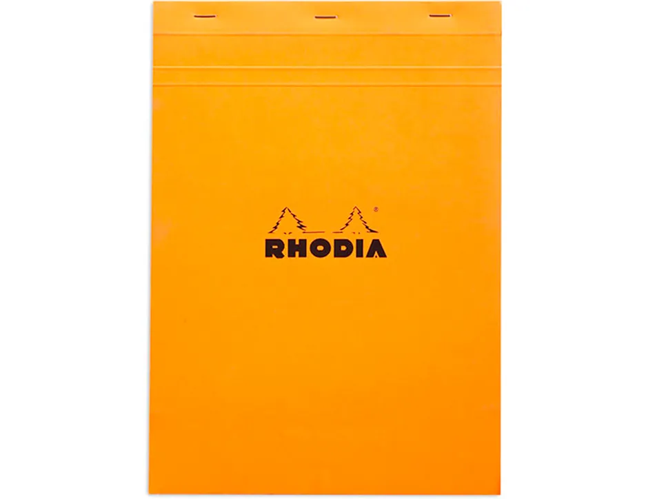 Bloc bureau rhodia a4+ papier vélin surfin couverture enduite enveloppante 210x320mm 80f détachables 80g séyès orange