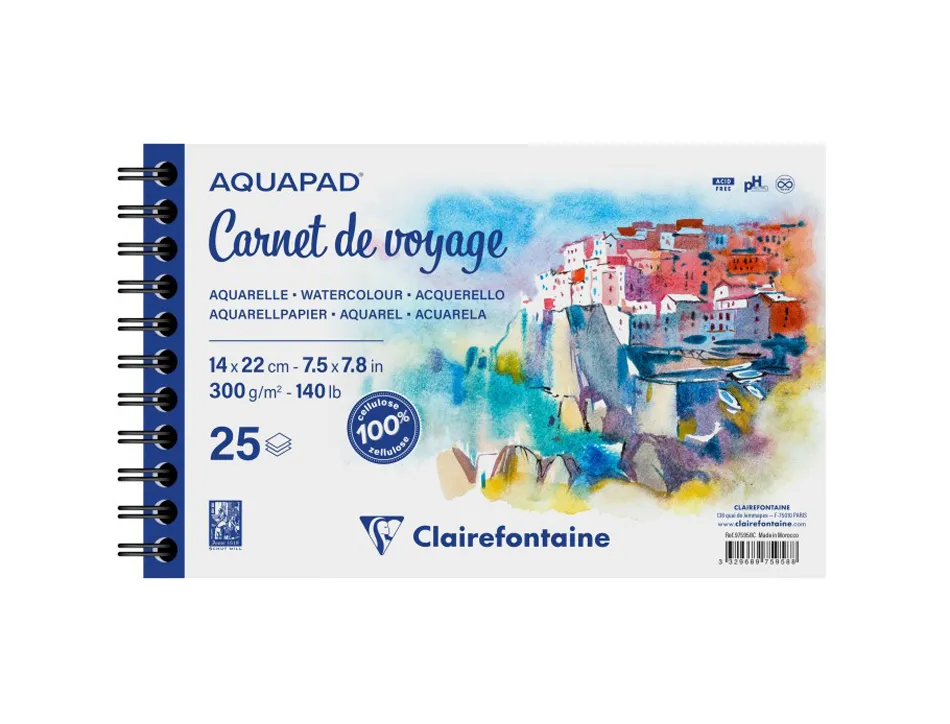 Bloc clairefontaine aquapad reliure integrale a3+ 25 feuilles 300g grain moyen coloris blanc