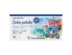 Bloc clairefontaine aquapad cartes postales 105x210mm 10 feuilles 300g verso pre-imprime