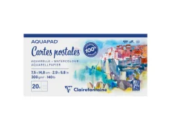 Bloc clairefontaine aquapad cartes postales 75x148mm 20 feuilles 300g verso pre-imprime