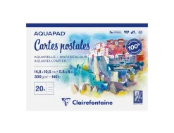 Bloc clairefontaine aquapad cartes postales a6 20 feuilles 300g verso pre-imprime