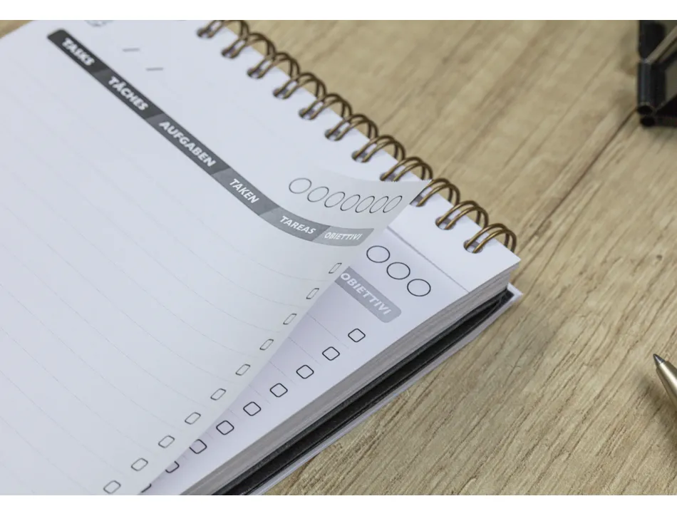 Bloc clairefontaine my task manager nomaddict reliure integrale 120x200mm 250p detachables reglure pre-imprimee tabac