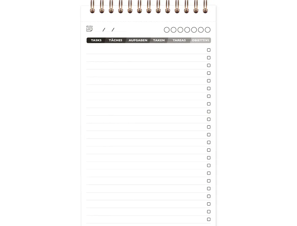 Bloc clairefontaine my task manager nomaddict reliure integrale 120x200mm 250p detachables reglure pre-imprimee tabac