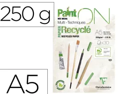 Bloc clairefontaine painton recycle a5 30f blanc 250g