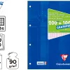 Bloc cours clairefontaine a4 21x29,7cm 200 pages encollees detachables + 100 gratuites papier veloute 90g seyes 4 trous