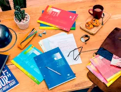 Bloc cours clairefontaine a4 21x29,7cm 200 pages encollees detachables + 100 gratuites papier veloute 90g seyes 4 trous